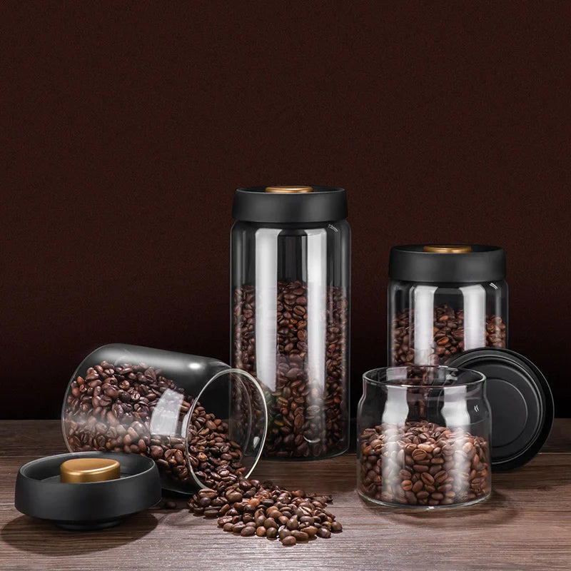 GIANXI Vacuum Sealed Glass Jug | Airtight Canister for Coffee Beans, Food Grains, Candy | Fresh Storage Jar Kitchen Accessory