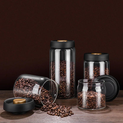 GIANXI Vacuum Sealed Glass Jug | Airtight Canister for Coffee Beans, Food Grains, Candy | Fresh Storage Jar Kitchen Accessory