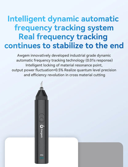 Awgem 40KHz Handheld Ultrasonic Cutter — DIY Electric Carving Tool for Plastic, Resin, 3D Printing & Textile Cutting
