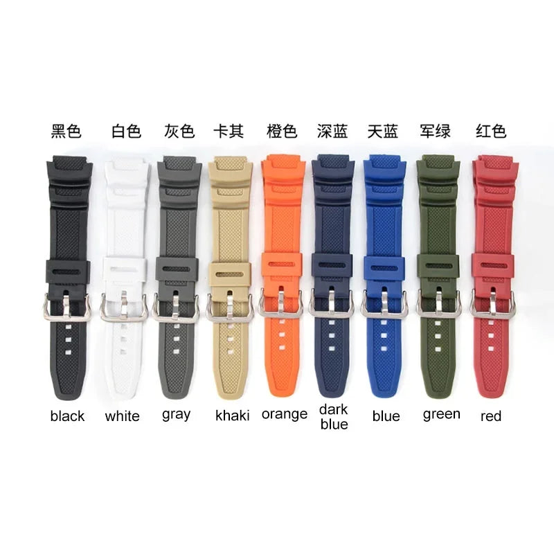 18mm Silicone Watch Strap for Casio W218H AE-1200 AE-1100 SGW-300/400 MRW-200 - Sport Resin Rubber Replacement Wristband