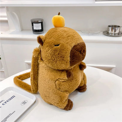 Kawaii Capybara Plushie Backpack - Mini Fur Doll Shoulder Bag for Children & Gift for Girlfriend