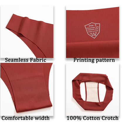 FINETOO 6PCS Ice Silk Seamless Low-Waist Underwear Set — Breathable, High Elasticity Brazilian Panties Lingerie