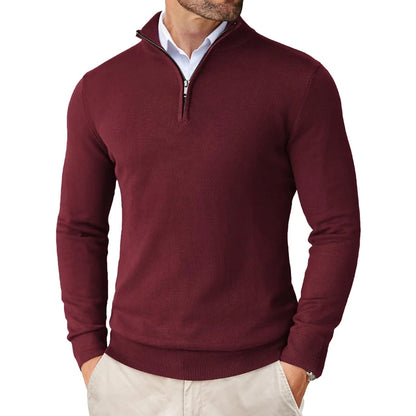 Men's Quarter Zip Sweater - Slim Fit Lightweight Mock Neck Knitted Pullover Casual Outdoor Streetwear Top