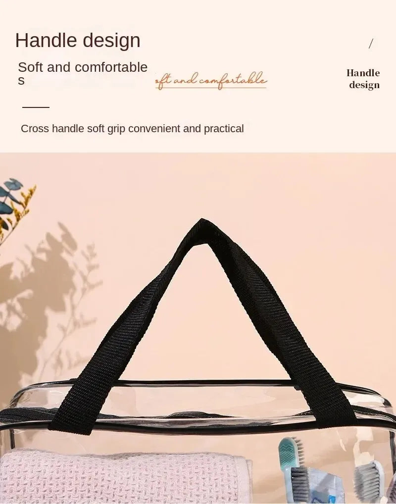 3-Size Transparent Toiletry Bags – Large Capacity Travel Organizer Stroller Bag for Makeup, Cosmetics & Multifunctional Storage