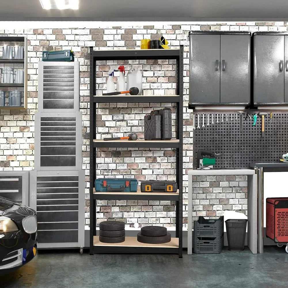 2PCS 5-Tier Adjustable Metal Storage Shelves – Heavy-Duty Utility Racks for Garage & Home