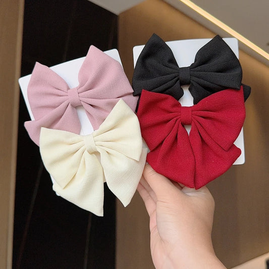 2PCS Solid Grosgrain Ribbon Hair Bows - Girls Boutique Hair Clips Kids Headwear Accessories Gift