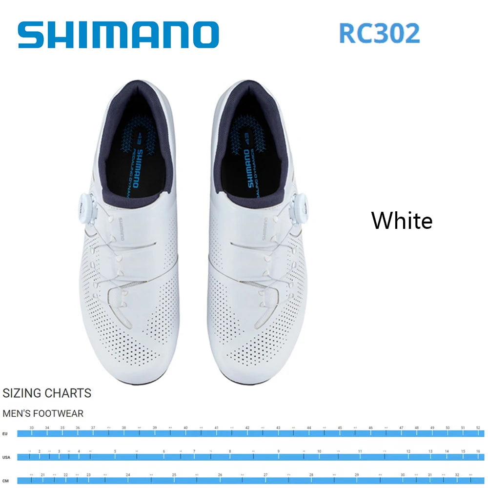 SHIMANO SH-RC302 Road Cycling Shoes - Glass Fiber Reinforced Nylon Self-Locking Bicycle Shoes