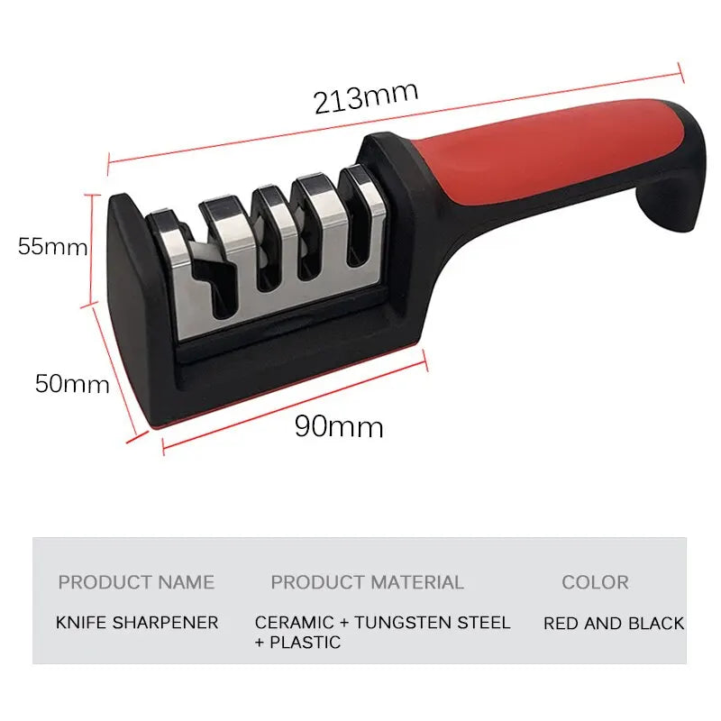 Hand-Held Multi-Functional Knife Sharpener: 3/4-Segment Household Sharpening Stone in Black