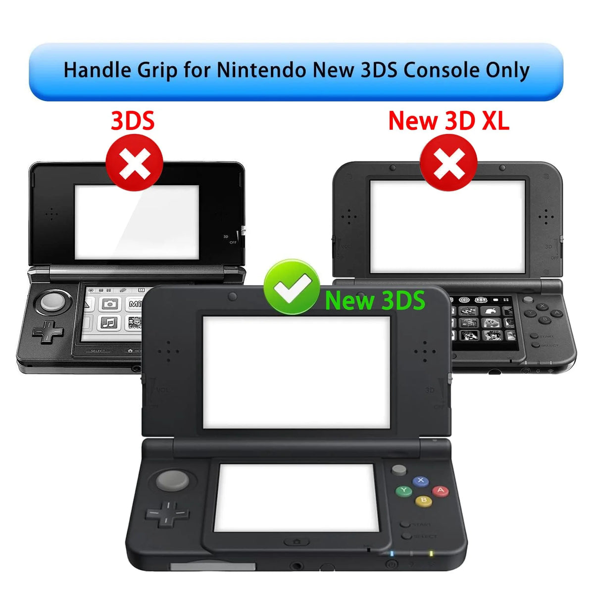 Ergonomic Grip Case for Nintendo New 3DS XL - Anti-Slip Hand Grip with Kickstand and Protective Cover