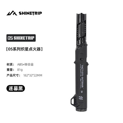 Foldable Nozzle Outdoor Gas Lighter - Windproof Dark Blue Flame with Safety Lock for Camping