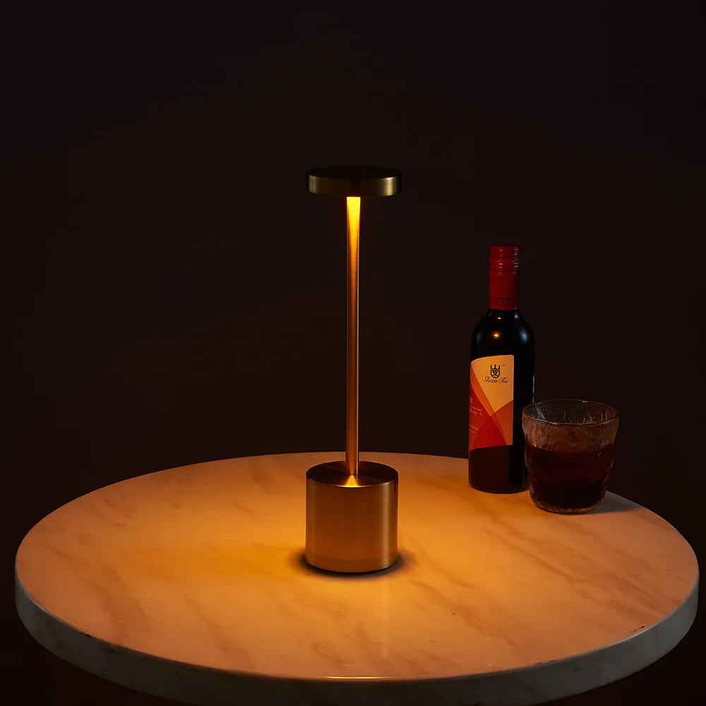Classic USB Rechargeable Table Lamp – Stepless Dimming Touch Desk Lamp with 3 Colors for Bedside, Hotel & Bar Decoration