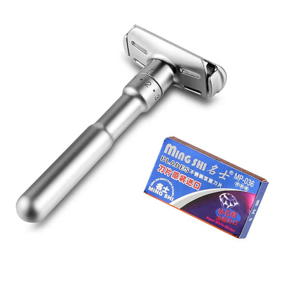 Mingshi Adjustable Safety Razor – Double Edge Classic Men’s Shaver with 1–6 Sharpness Settings and 5 Blades