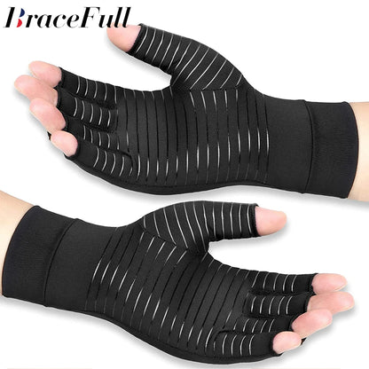 Copper Arthritis Compression Gloves – Fingerless Hand Support for Pain Relief, Swelling & Carpal Tunnel