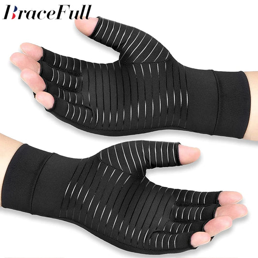 Copper Arthritis Compression Gloves – Fingerless Hand Support for Pain Relief, Swelling & Carpal Tunnel