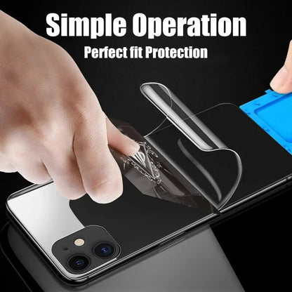 4-Pack Full Cover Hydrogel Screen Protectors for iPhone 11-15 Pro Max & Plus – Back Film, Not Glass
