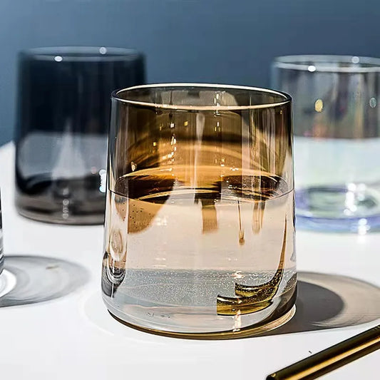 Aesthetic Glass Drinking Cup Set - Juice, Whiskey & Water Tumblers for Home, Hotels & Bulk Use