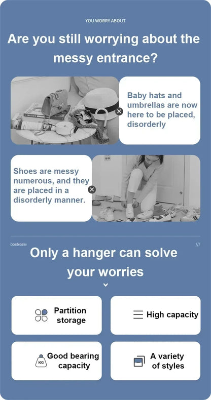 Multi-Layer Clothes Hanger & Shoe Rack – DIY Floor-Standing Hat and Shoes Organizer for Living Room Storage