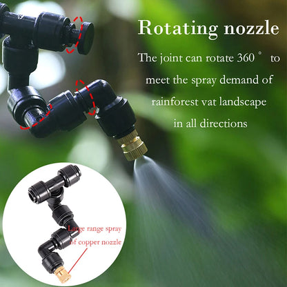 24V Quiet Misting Kit – Low Pressure Pump Spray System with Fog Nozzles for Dust Removal, Cooling & Humidification Watering System