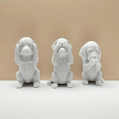 3-Piece Wise Dog Statue Set — 3D Printed Dachshund Figurines for Home & Office Decor