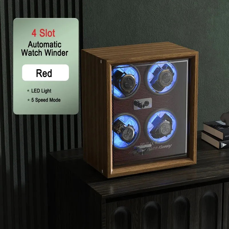 IBBETON Luxury Wood Watch Winder – High-End Automatic Watch Box (2/4/6 Slots) with Mabuchi Mute Motor & Storage Cabinet