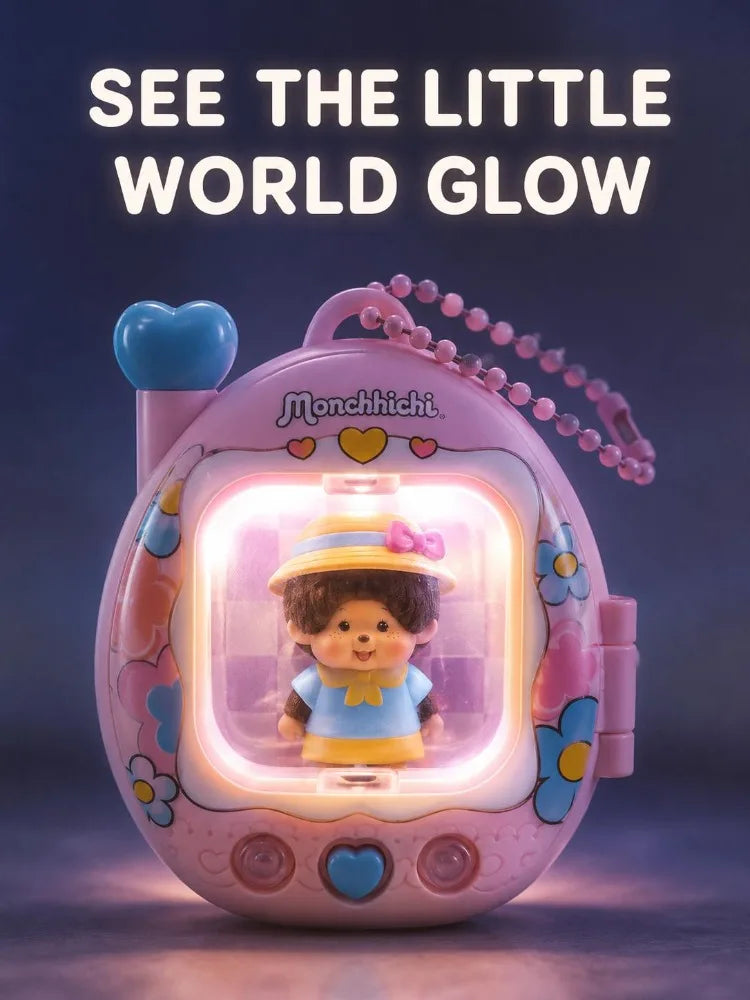 Monchhichi LED Light-Up Keychain - Retro Y2K Glowing Bag Charm and Cute Backpack Pendant
