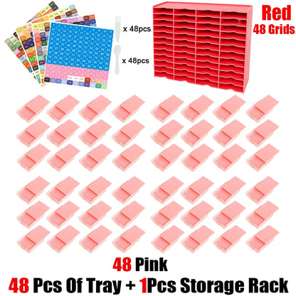 HOMFUN 5D Diamond Painting Tray Kit – 12/24/48 Slots with Storage Rack Organizer for Drill Plate Accessories