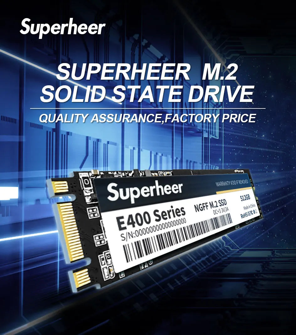 SUPERHEER M.2 SATA SSD – 512GB SATA3 Solid State Drive, 128GB/256GB/1TB/2TB NGFF 2280 Hard Disk for Laptop & Notebook