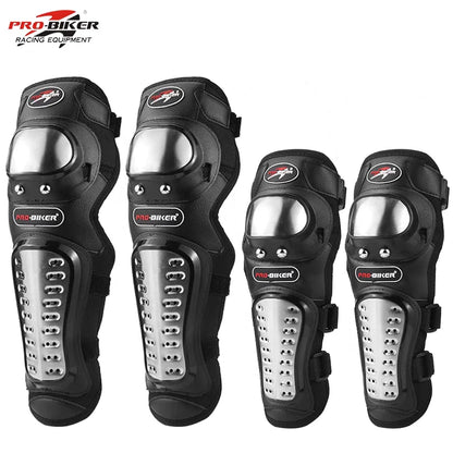 4PCS Motorcycle Knee & Elbow Pads Set — Stainless Steel Motocross Racing Protective Gear Kit