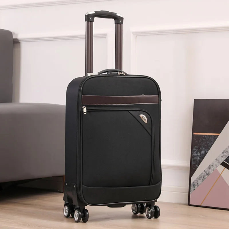 Ex Canvas Travel Suitcase – Trendy Fashionable Rolling Luggage with Combination Lock & 360° All-Direction Wheels for Business Travel