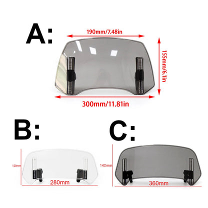 Universal Motorcycle Windshield Extension - Adjustable Clamp-On Windscreen Spoiler Deflector for All Bikes