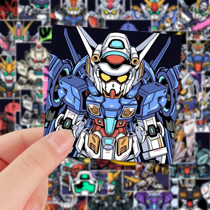 10/30/60-Piece Gundam Anime Sticker Set - Waterproof Graffiti Decals for Phones, Luggage, Helmets, Bikes, and DIY Stationery