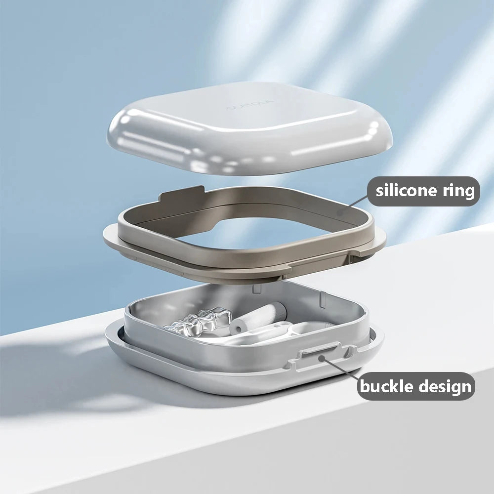 Portable Braces and Mouth Guard Case – Slim Night Denture Holder with Lid for Teeth Aligners and Orthodontic Supplies