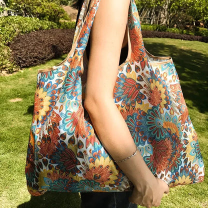 Large Capacity Foldable Shopping Bag – Eco-Friendly Waterproof Grocery & Supermarket Shoulder Tote