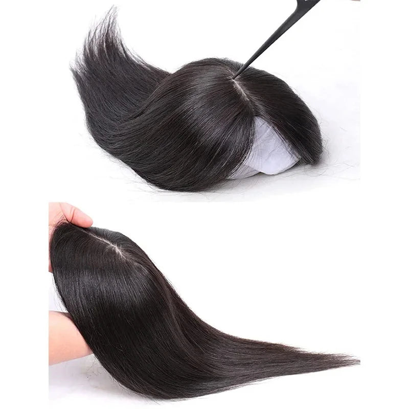 Silk Top Base Clip-In Hair Topper for Women – Real Human Hair Extension, Thin & Breathable Hairpiece