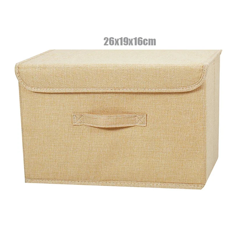 Washable Cotton Linen Folding Storage Box – CD, Toy & Laundry Organizer with Lid