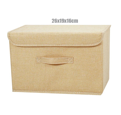 Washable Cotton Linen Folding Storage Box – CD, Toy & Laundry Organizer with Lid