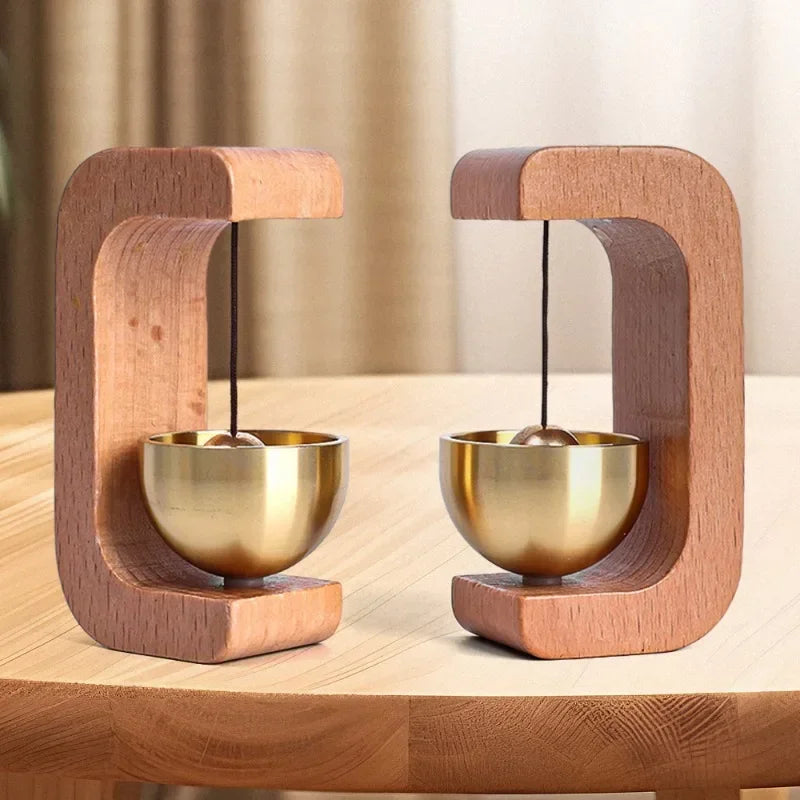 Wireless Doorbell with Solid Wooden Design - Magnetic Brass Wind Chimes, Jingle Bell Pendant for Entrance & Home Decor