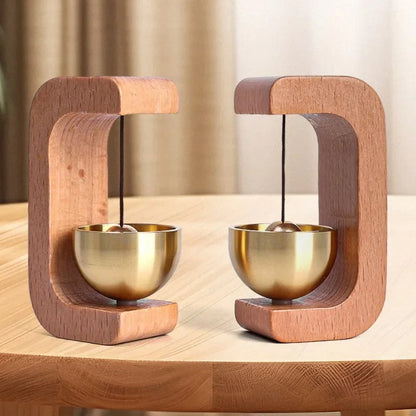 Wireless Doorbell with Solid Wooden Design - Magnetic Brass Wind Chimes, Jingle Bell Pendant for Entrance & Home Decor