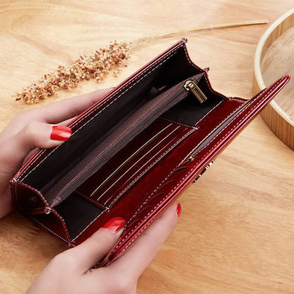 Women’s Leather Long Wallet – Luxury Fashion Purses & Card Holder, Money Bag Handbag for 2022