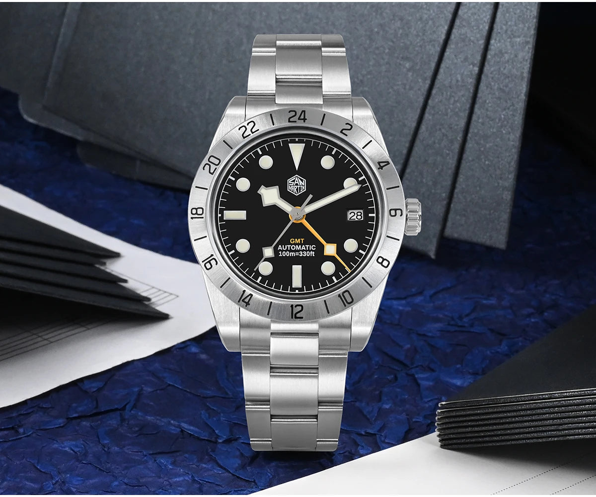 San Martin 39mm NH34 BB GMT Automatic Mechanical Sport Watch — Sapphire Luminous Waterproof 100m for Men Relogio SN0054
