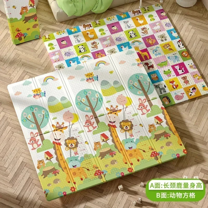 Foldable Children’s Play Mat – XPE Foam Baby Blanket, Soft Crawling Floor Pad, Activity Rug with Carry Bag