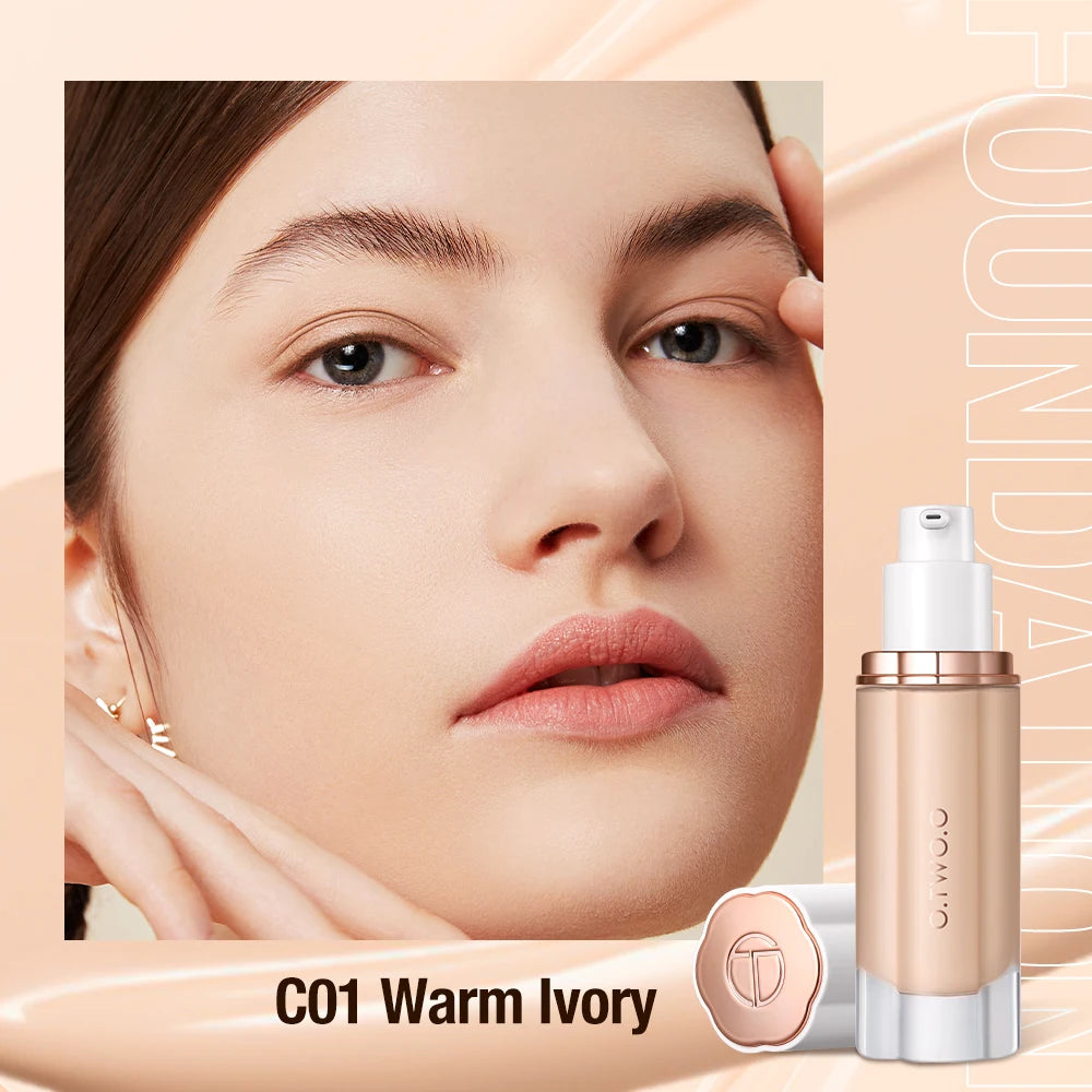 O.TWO.O Liquid Foundation Cream – 30ml High Coverage Waterproof Makeup Base with SPF30 Concealer