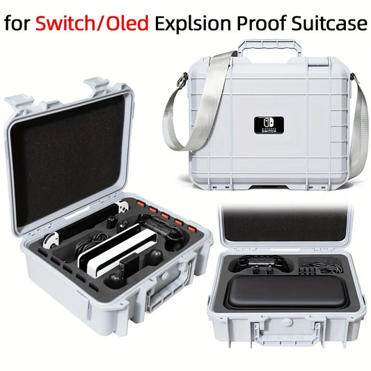 Explosion-Proof Hard EVA Suitcase for Nintendo Switch OLED - Waterproof Storage Bag with Shoulder Strap