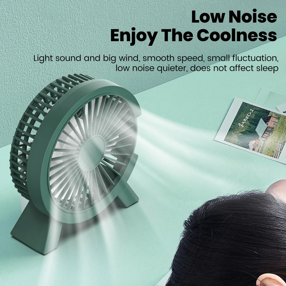 Mini USB Rechargeable Desk Fan - Portable Small Cooling Fan for Student Dorm, Office, Computer Desk and Home Use