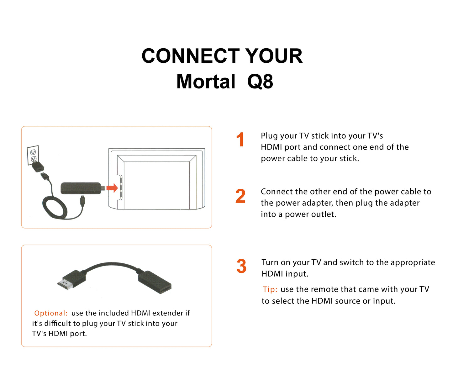 Mortal Q8 Android TV Stick Global Version – Android 14, 8K/4K Streaming, WiFi 6, Voice Remote, Netflix & YouTube Compatible