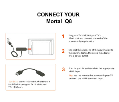 Mortal Q8 Android TV Stick Global Version – Android 14, 8K/4K Streaming, WiFi 6, Voice Remote, Netflix & YouTube Compatible