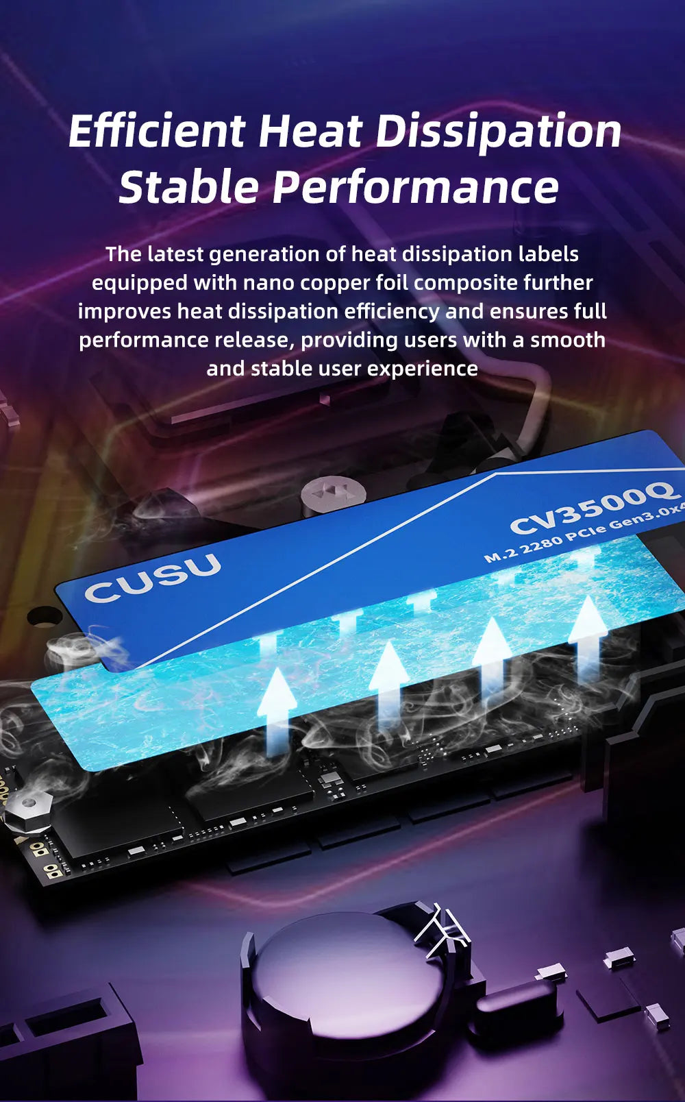 CUSU M.2 NVMe SSD – 256GB/512GB/1TB/2TB PCIe 3.0 x4 Internal Solid State Drive