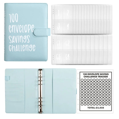 100 Envelopes Money Saving Challenge Binder – Password Lock Budget Organizer for Cash, Cost & Expense Management Notebook