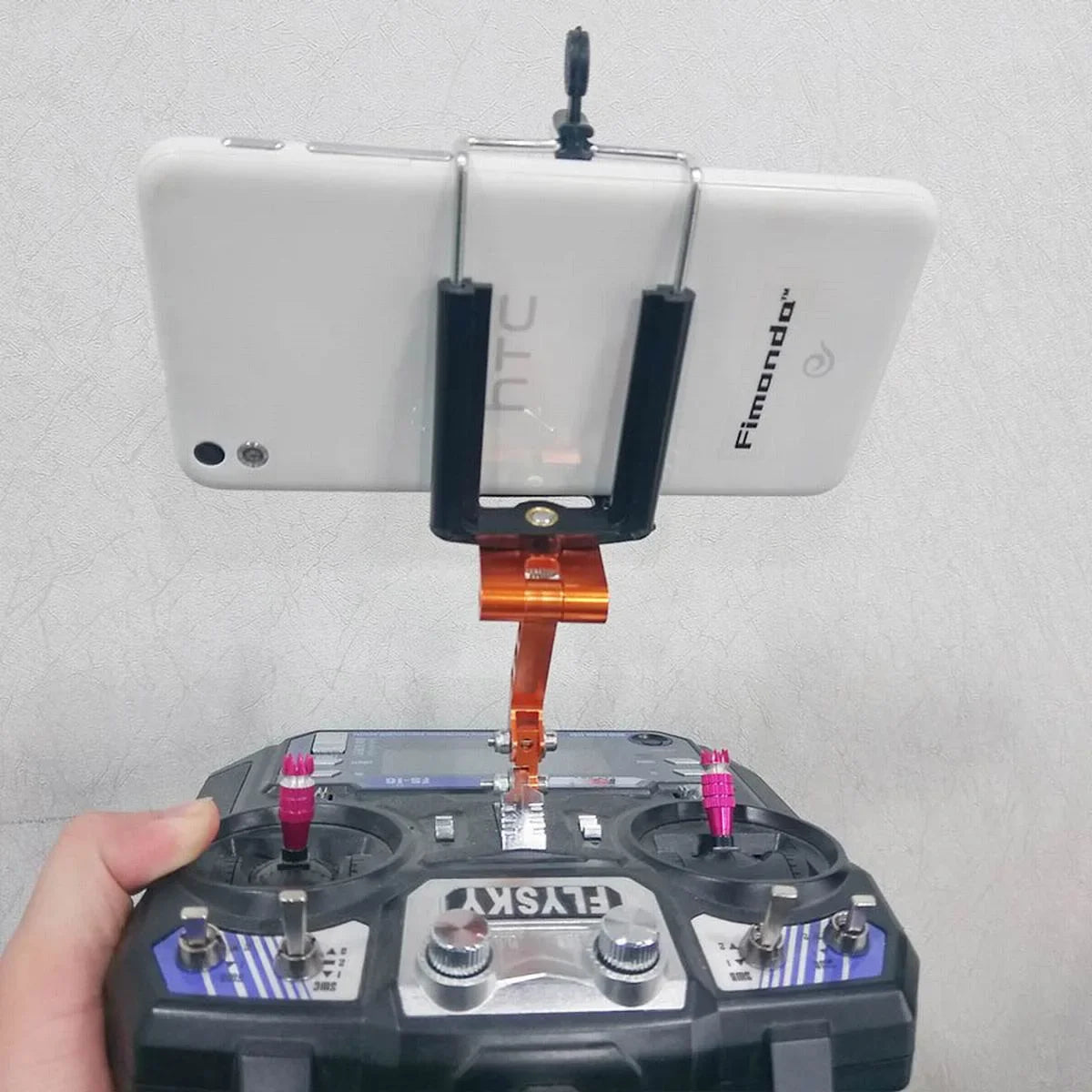 Monitor Phone Holder Clip Mount for FlySky FS-i6 / i6S RC Transmitter — Remote Controller & Drone Support Bracket