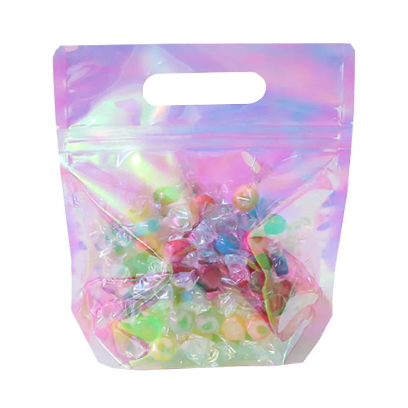 LBSISI Life 50pcs Laser Cookie Baking Biscuit Bread Zipper Handle Bags - Ideal for Candy, Snack, Chocolate, and Gift Packing